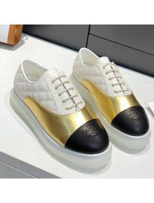 Chanel Calfskin Lace-ups Sneakers G37238 Gold 2021
