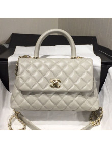 Chanel Small Grained Quilted Calfskin Coco Handle Flap Bag Light Gray 2019