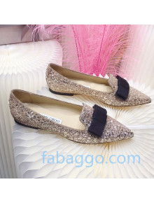 Jimmy Choo Gabie Glitter Sequins Pointy Toe Flat Ballerinas with Bow 02 2020