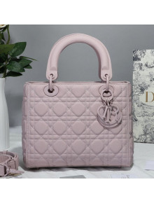 Dior Lady Dior Flap Bag in Ultra-Matte Cannage Calfskin Pink 2019