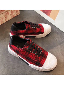Dior Wool Check Canvas Sneakers Red 2019