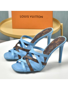 Louis Vuitton Revival Strap Heel Slide Sandals 10cm Blue 2021