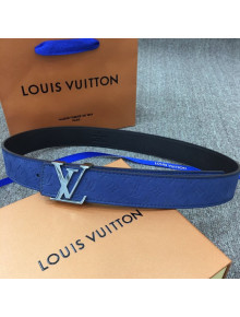 Louis Vuitton Monogram Calfskin Belt 35mm with LV Buckle Blue 2019