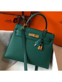 Hermes Kelly 28cm Top Handle Bag in Epsom Leather Dark Green 2020