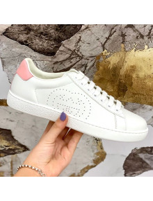 Gucci Leather Ace Sneakers ‎‎with Interlocking G White/Pink 2020 (For Women and Men)