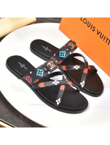 Louis Vuitton Cross Strap Flat Slide Sandals Colored Monogram Canvas 2021