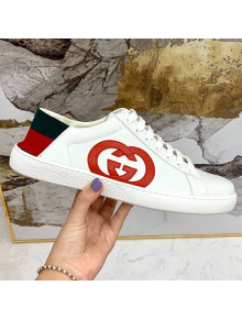 Gucci Web Leather Ace Sneakers ‎‎with Interlocking G White 2020 (For Women and Men)