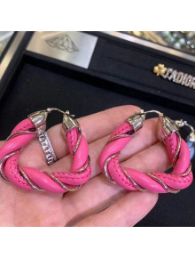Bottega Veneta Leather Twist Earrings Pink 2021