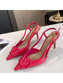 Valentino VLogo One-Tone Patent Leather Slingback Sandals 80mm Pink 2020