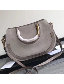 Chloe Medium Pixie Bag in Suede and Smooth Calfskin Taupe 2017