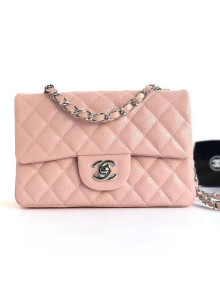 Chanel Caviar Calfskin Mini Classic Flap Bag 1116 Pink (Silver-Tone Hardware)