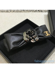 Chanel Leather Bow and Camellia Hairpin CH20112602 Black 2020