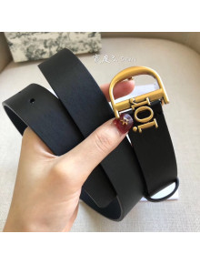 Dior Width 3cm Calfskin Belt With Special Dior Buckle 10 Black 2020