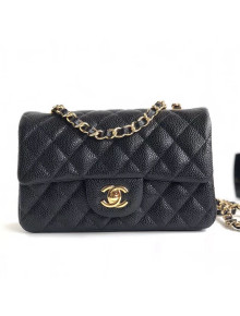 Chanel Caviar Calfskin Mini Classic Flap Bag 1116 Black (Silver-Tone Hardware)