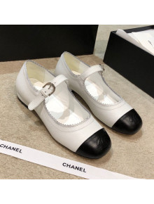 Chanel Calfskin Mary Janes Flats G36482 White 2020
