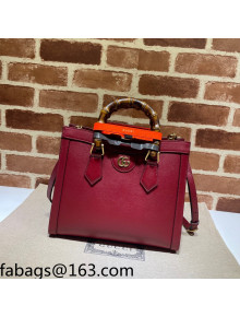 Gucci Diana Leather Small Tote Bag 660195 Dark Red 2021