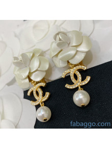 Chanel Camellia Earrings with Pearl CH20112609 White 2020