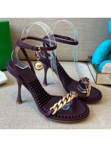 Bottega Veneta Dot Leather Chain Sandals 9cm Gumdrop Purple 2021