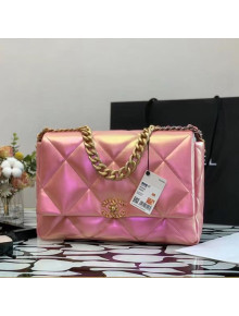 Chanel 19 Iridescent Calfskin Maxi Flap Bag AS1162 Pink 2021