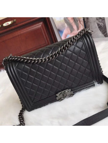 Chanel Quilted Grained Calfskin Medium Classic Boy Flap Bag 67086 Black 2019