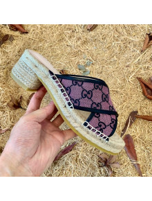 Gucci GG Multicolor Denim Slide Espadrille Sandals 6cm Pink 2021