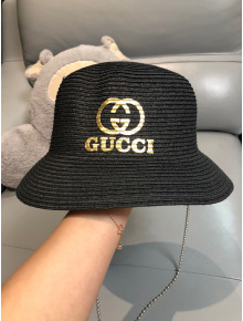 Gucci Straw Bucket Hat Black G19 2021
