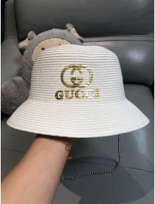Gucci Straw Bucket Hat White G18 2021