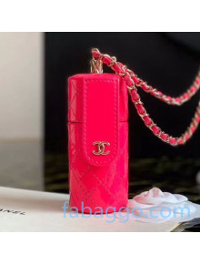 Chanel Quilted Patent Calfskin Lipstick Case Clutc with Chain AP1572 Pink 2020
