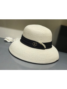 Chanel Straw Wide Brim Hat White C38 2021