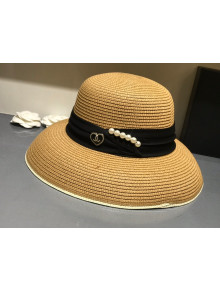 Chanel Straw Wide Brim Hat Khaki C40 2021