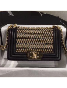 Chanel Cotton Cord Woven Small Boy Flap Bag A67085 Black 2019