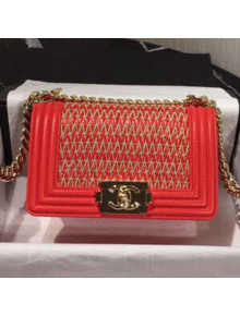 Chanel Cotton Cord Woven Boy Flap Bag A67085 Red 2019