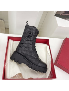 Valentino Atelier Shoes 03 Rose Edition Combat Ankle Boots All Black 2021