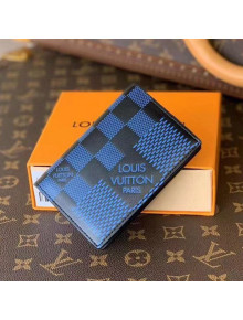 Louis Vuitton Men's Pocket Organizer Wallet in Damier 3D Leather N60439 Navy Blue 2021