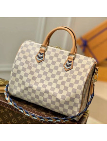 Louis Vuitton Speedy 30 Top Handle Bag in Damier Azur Canvas N50054 Blue 2021