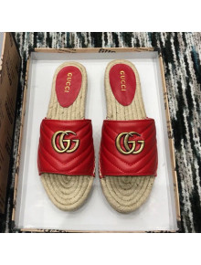 Gucci Leather Espadrille Slide Sandal 573028 Red 2019
