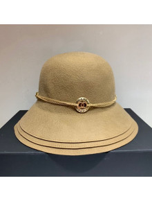 Chanel Wool Bucket Hat with CC Chain Charm Camel Brown 2020