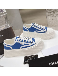 Chanel Canvas Platform Sneakers Sky Blue 2021