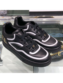 Chanel Leather Low-Top Sneakers G35063 Black/White 2019