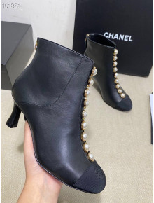Chanel Lambskin Short Boots with Pearl Line G36774 Black 2020