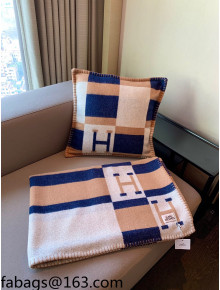 Hermes Avalon Wool Pillow/Blanket 50x50cm Camel Brown 2021 110275