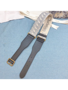 Dior Belt 5cm in Grey Oblique Embroidered Canvas 2020