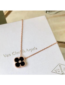 Van Cleef & Arpels Alhambra Necklace With Crystal Black/Rosy Gold