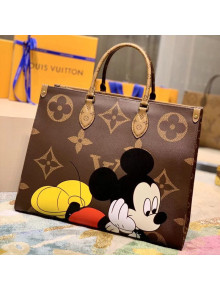 Louis Vuitton Onthego PM Tote Bag in Mickey Mouse Monogram Canvas M44576 Brown 2021