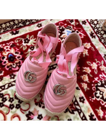 Gucci Matelassé Chevron Leather Espadrille Sandal With Ribbon 628148 Pastel Pink 2020