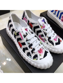 Chanel Bloom Print Fabric Sneakers Black 2019