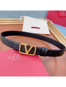 Valentino VLogo Reversible Calfskin Belt 30mm with Metal V Buckle Black 2021 01