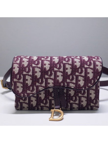 Dior Saddle Belt Bag in Burgundy Oblique Jacquard Canvas 2019