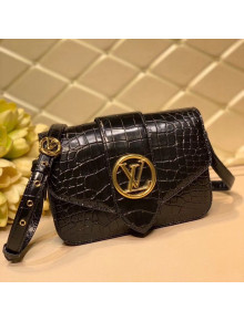 Louis Vuitton LV Pont 9 Shoulder Bag in Crocodile Embossed Leather N98478 Black 2021