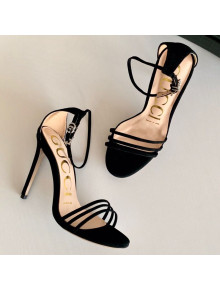 Gucci Suede High-Heel Ankle Strap Sandal 551213 Black 2019
